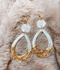Pendientes de gota acrílica para mujer, aretes colgantes semicirculares redondos ovalados de resina Vintage - Product Image 5