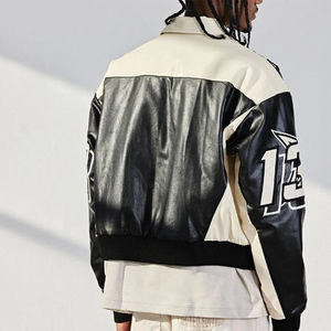 High Quality Custom Embroidered Logo Baseball <b>Jacket</b> Men Plus Size <b>Long</b> Sleeve Varsity Letterman Heavy <b>Leather</b> Men's <b>Jacket</b> - Product Image 2