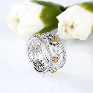 แหวนเงินแท้ชุบโรเดียมรูปดอกเดซี่ งานแฮนด์เมดจาก Jeulia สำหรับผู้หญิง - Product Image 6