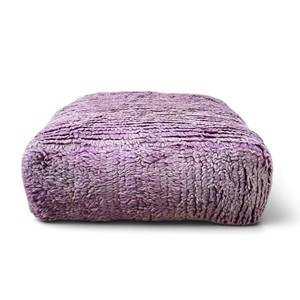 Pouf rectangulaire violet artisanal en tissu 100% coton, coussin de sol moderne à motif à carreaux, multifonctionnel, décoration de salon - Product Image 2