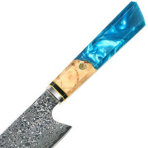 Cuchillo de Chef Santoku personalizado de alta calidad, hoja de acero damasco con mango de resina, cuchillo de cocina forjado de acero inoxidable hecho a mano - Product Image 3