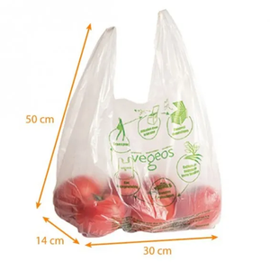 Sac d'épicerie biodégradable OXO + PLA imprimé de logos personnalisés en gros Emballage alimentaire de t-shirt avec logo personnalisé - Product Image 6