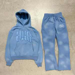 Ensemble de pantalons de survêtement baggy à capuche épais et surdimensionnés sur mesure du fabricant Survêtement respirant imprimé pour hommes avec techniques de strass - Product Image 2