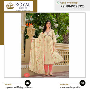 Qualité supérieure Vente chaude Nouveau Designer Feuille Imprimé et Broderie Travail Kurti Pant & Dupatta de l'exportateur indien - Product Image 4