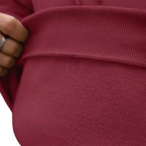 Sweat-shirt à capuche pour homme en coton lourd de couleur bordeaux, à épaules tombantes, surdimensionné, avec logo de marque personnalisé, streetwear, fabrication en usine - Product Image 6