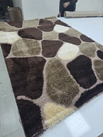 Tapis de salon rectangulaire Adiva Shaggy en jute turque, réversible, à poils moyens, avec envers en latex, fabriqué à Gaziantep