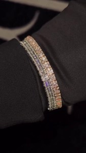 Brazalete de Oro Sólido de 10K con Diamantes de Corte Baguette Certificados por IGI/EGL, Lujoso, Blanco, Rosa, Amarillo, Dos Tonos, Plata de Ley, Diamante de Laboratorio, Negro - Product Image 5