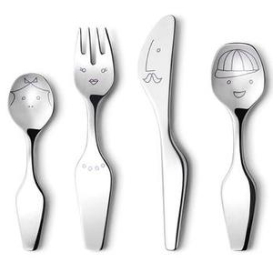 Juego de Cubiertos de Plata con Diseño de Dibujos Animados, Grabado en la Cara, Ideal para Niños y Decoración de Mesa Divertida, de la India - Product Image 1