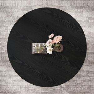 Mesa de Centro Moderna de Dos Niveles, Redonda, de Madera de Roble y Metal, con Estantes de Almacenamiento para Sala de Estar o Entrada - Product Image 4