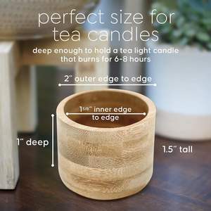 Bougeoir à bougie chauffe-plat en bambou Pièce maîtresse rustique Mariage Bois Lot de 6 bougeoirs en bois Table haute de 1.5 pouces - Product Image 3