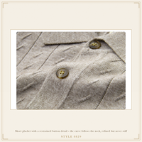 Polo pour homme de qualité supérieure à manches longues, texture torsadée, style décontracté chic pour les affaires |   Bureau |   Pull d'hiver confortable