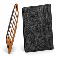 Portefeuille fin en cuir PU pour cartes, 4,3 x 3 pouces, gravable au laser, étui minimaliste pour cartes de crédit, logo personnalisé, vente en gros