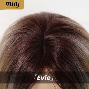 Evie-DWY 24 Inches Glueless Synthetic <b>Wig</b> for Women Mid-Length Wavy for Ombre Blonde Bangs High Quality Loose Wave Transparent - Product Image 6