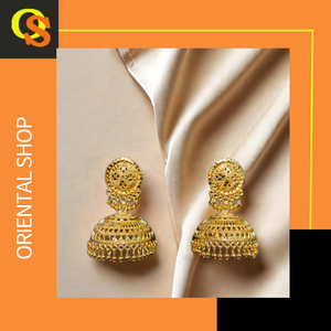 Comprar conjunto de pendientes con diseño tradicional 22CT chapado en oro Jhumka estilo pendientes joyería para mujeres desgaste por los exportadores - Product Image 2