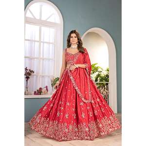 Lehenga chaly ขายร้อนกับงานเย็บปักถักร้อยสำหรับปาร์ตี้และชุดเจ้าสาวมีจำหน่ายในราคาที่ส่งออกจากอินเดีย - Product Image 3