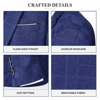 Setelan Jas Pria 3 Potong Motif Kotak-kotak Slim Fit, Jaket Kancing Tunggal, Rompi, Celana untuk Pernikahan dan Bisnis
