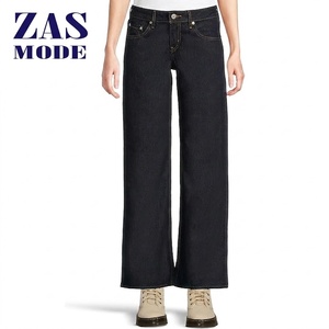 Pantalons en denim droits pour femmes de qualité supérieure, hiver, uni, 100% coton, respirant, décontracté, streetwear, vente en gros de pantalons pour femmes - Product Image 1