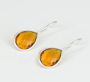 Haute qualité 925 argent Sterling Citrine larme boucles d'oreilles 12x16mm balancent bijoux fins pour les femmes mariage fête cadeau fabricant - Product Image 3