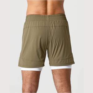 ที่นุ่มนวลและนุ่มขึ้น80% ไนลอน20% อีลาสเตนวิลโลว์บุรุษการบีบอัดเรียงรายการฝึกอบรมทอสั้นด้วยกระเป๋าลื่นด้านหน้า - Product Image 4