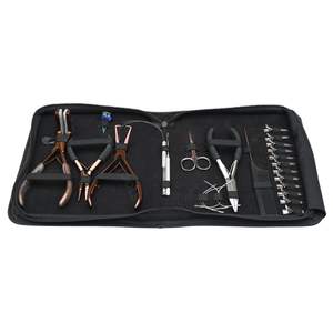 Kit d'outils pour extensions de cheveux avec pince à ruban adhésif, pince à sertir, pince à perles plates, outil de retrait, crochet en boucle, pinces de sectionnement - Product Image 1