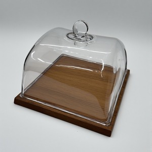 Decorative <b>Glass</b> <b>Dome</b> With Carved Wooden Base <b>Cake</b> Holder Artisan Handmade Offering Decorative Accent For Interiors - Product Image 2