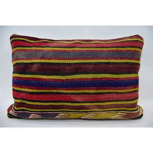 Cojín decorativo tejido de 16x24 pulgadas con patrón Vintage Multicolor Kantha Patchwork Wool - Product Image 1