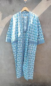 Nouveau Boho Style quotidien Kimono Robe 100% pur coton parole longueur Robe de chambre naturel femmes lavable Long Kimono cadeau parfait - Product Image 4