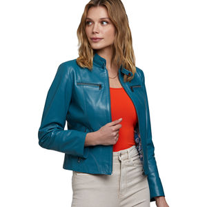 La última chaqueta de cuero totalmente personalizada para mujer, chaqueta para mujer, chaqueta sólida de manga larga de cuero transpirable para mujer - Product Image 3