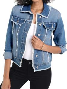 2022 haute qualité surdimensionné en détresse déchiré décontracté Denim veste pour femmes toile tissu OEM Service prix de gros - Product Image 2