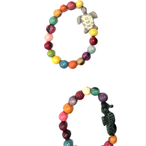 Handmade Fashion Tagua <b>Bracelet</b> Eco-Friendly Artisan Jewelry with Vegetable Ivory <b>Beads</b> and Carved Animal <b>Charms</b> - Product Image 1