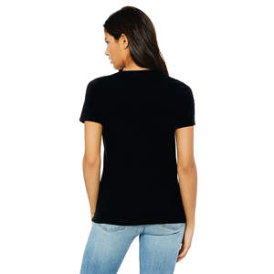 Airlume – T-Shirt à manches courtes et col en v pour femme, 100% en coton peigné et avec anneau, simple, 4.2 oz, noir - Product Image 3