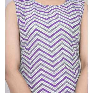 Mujer Púrpura Chevron/Zig Zag Recto Kurti Estampado de moda Algodón con cuello de lazo Media manga Skinny Fit Talla XL - Product Image 5