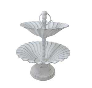 Vente chaude fer 2 niveaux gâteau support blanc lavage Style moderne gâteau support pour cuisine et Table Top anniversaire décoration à la main - Product Image 1