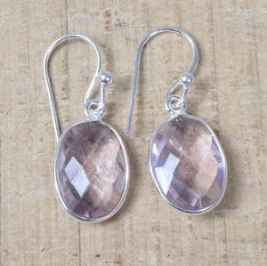 Pendientes de Plata de Ley 925 con Amatista Tallada, Joyería Artesanal con Piedras Preciosas, Regalo para Mujer, Piedra de Nacimiento de Febrero - Product Image 1