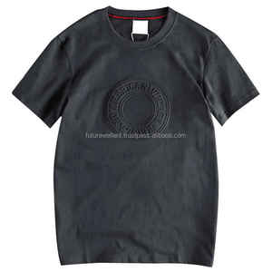 Aoxi moda ropa de lujo 3D en relieve camiseta hombres ropa fabricante logotipo personalizado alta calidad 300gsm pesado algodón camiseta - Product Image 4