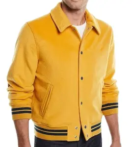 Men Classic fit Shirt Style Collar Wool Varsity Jacket letterman baseball varsity wool jacket coat