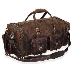 Equipaje de viaje de cuero genuino para hombre, bolsa de viaje de fin de semana para el gimnasio, bolsa de viaje de cuero de vaca Real, bolsa de viaje deportiva - Product Image 2