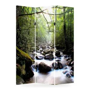 Paravent pliant en toile double face Green Forest Stream - Product Image 4