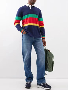 Polo à manches longues pour homme, logo personnalisé OEM, classique, bordeaux, coton respirant, gym et streetwear, polo à manches longues pour homme - Product Image 6