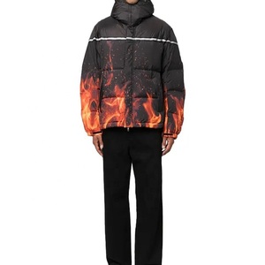 เสื้อโค้ทปลาปักเป้าพิมพ์ลายไฟสำหรับฤดูหนาวใส่ได้ทั้งชายและหญิงผ้าถักสำหรับตกแต่งกระเป๋า - Product Image 2