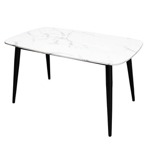 Ensemble de table à manger extensible Aster 140x80cm, pieds en fer et plateau en marbre AK218A, petit mobilier pour la maison et les restaurants - Product Image 1