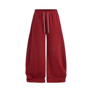<b>Men's</b> Straight Acid Wash Mid Rise Sweatpants Elastic Waist Drawstring Vintage Decoration Street Style Casual Trousers - Product Image 1