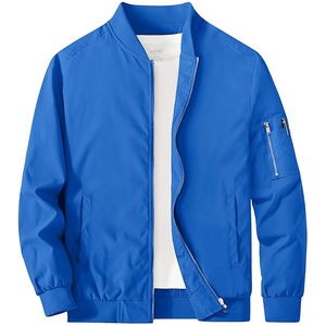 Chaqueta de vuelo Bomber Softshell ligera para hombre, cuello levantado, cremallera completa, informal, elegante, cortavientos de Golf para Primavera, teñida lisa - Product Image 3
