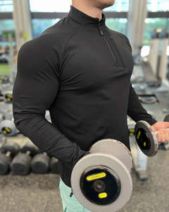 2025 automne hiver Collection personnalisée en gros séchage rapide respirant absorbant l'humidité à manches longues demi-fermeture éclair haut de course - Product Image 3