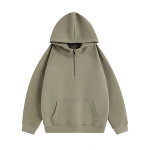 Unisexe 550 GSM coupe-vent tissu surdimensionné 1/4 fermeture éclair à capuche en relief personnalisé Oem broderie hiver décontracté mode hommes femmes - Product Image 4