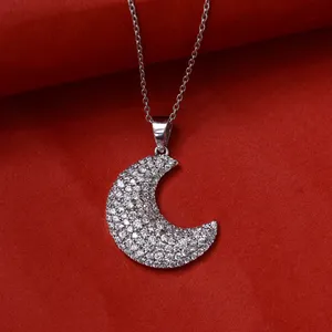 สร้อยคอคริสตัลรูปพระจันทร์เสี้ยวเงินแท้ 925 สำหรับผู้หญิง - Product Image 3
