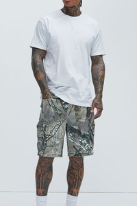 Fashion Vintage Solid Pockets Cargo High-Street Relaxed Men's <b>Elastic</b> Waist Shorts Streetwear Canvas Eco-Friendly Breathable - Product Image 2