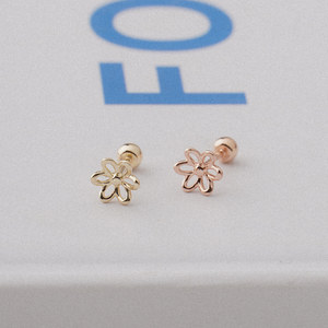 Orecchini Piercing da donna in oro 14k Fine linea Trendy 6 fiori Piercing gioielli di base ogni giorno da K-Jewelry - Product Image 5
