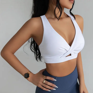 Wholesale Custom Design and logo V-Neck Yoga Crop Top Bra <b>Underwear</b> Women Push up Fitness Running Shockproof <b>Sports</b> Bras - Product Image 4
