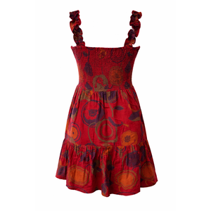 Vestido de cóctel mini con estampado abstracto, volantes de gasa, cuello corazón, estilo dulce y veraniego - Product Image 2